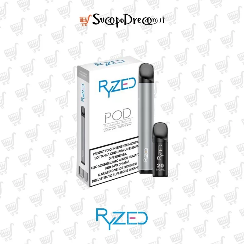 RYZED Pod Mod SILVER + 1 Pod Precaricata TOBACCO 600PUFF