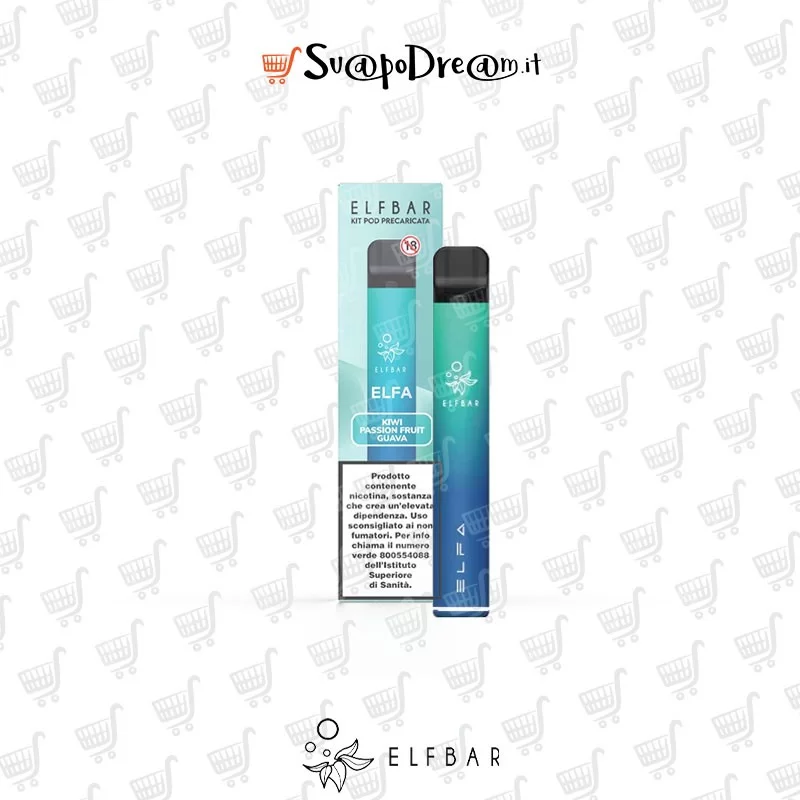 ELFBAR ELFA Pod Mod + 1 Pod Precaricata KIWI PASSION FRUIT GUAVA 600PUFF