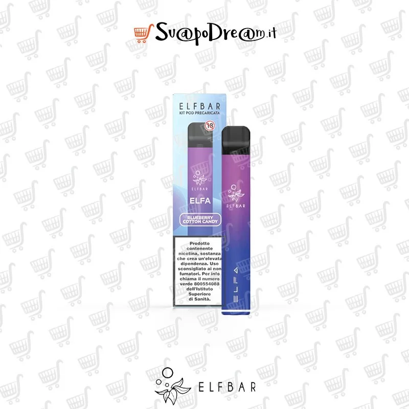 ELFBAR ELFA Pod Mod + 1 Pod Precaricata BLUEBERRY COTTON CANDY 600PUFF