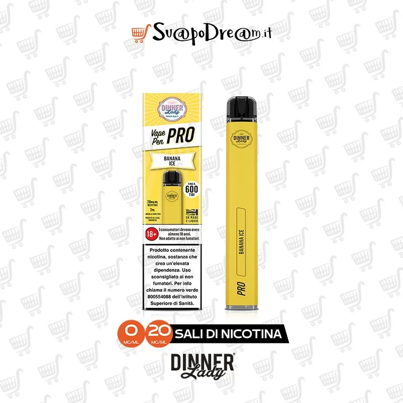 DINNER LADY - Pod Mod Usa e Getta Vape Pen Pro BANANA ICE 600 PUFF