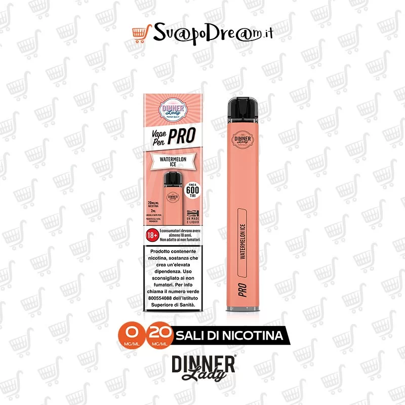 DINNER LADY - Pod Mod Usa e Getta Vape Pen Pro WATERMELON ICE 600 PUFF